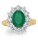 Emerald 1.95ct And Diamond 1.00ct Cluster Ring In 18k Gold