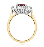 Ruby 2.40ct And Diamond 1.00ct Cluster Ring In 18k Gold