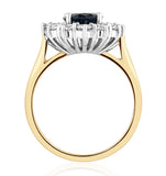 Sapphire 2.3ct And Lab Diamond 1ct Cluster Ring In 18k Gold