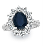 Sapphire 2.3ct And Lab Diamond 1ct Cluster Ring In 18k White Gold