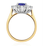 Tanzanite 1.7ct And Lab Diamond 1ct Cluster Ring In 18k Gold