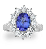 Tanzanite 1.7ct And Lab Diamond 1ct Cluster Ring Set In Platinum