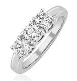 Chloe 3 Stone Trilogy Lab Diamond Ring 1.00ct H/si In 18k White Gold