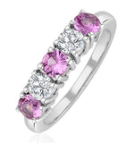 Pink Sapphire 0.90ct And Diamond Ring 0.40ct 18k White Gold Ft26