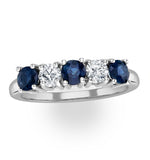 Sapphire 0.90ct And Diamond Ring 0.40ct White 18k Gold Ft26