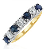 Sapphire 1ct And Diamond Ring 0.50ct 18k Gold Ft32