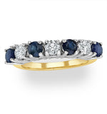 Sapphire 1ct And Diamond Ring 0.50ct 18k Gold Ft32