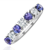 Tanzanite 0.70ctct And Diamond Ring 0.50ct 18k White Gold Ft32