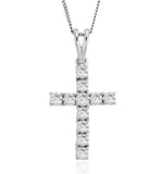 9k White Gold Diamond Value Cross Pendant Necklace 1.00