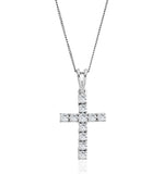 9k White Gold Diamond Value Cross Pendant Necklace 1.00
