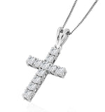 9k White Gold Diamond Value Cross Pendant Necklace 1.00