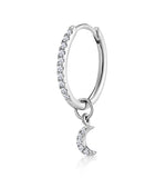 Single Stellato Diamond Hoop Moon Earring 0.11ct In 9k White Gold