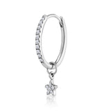 Single Stellato Diamond Hoop Star Earring 0.12ct In 9k White Gold