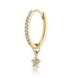 Single Stellato Diamond Hoop Star Charm Earring 0.12ct In 9k Gold
