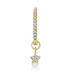 Single Stellato Diamond Hoop Star Charm Earring 0.12ct In 9k Gold