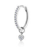 Single Stellato Diamond Hoop Heart Earring 0.11ct In 9k White Gold