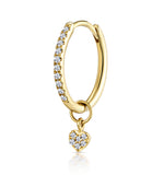 Single Stellato Diamond Hoop Heart Charm Earring 0.11ct In 9k Gold