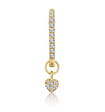 Single Stellato Diamond Hoop Heart Charm Earring 0.11ct In 9k Gold