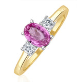 18k Gold Diamond Pink Sapphire Ring 0.20ct