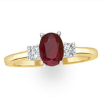 Ruby 7 X 5mm And Diamond 18k Gold Ring