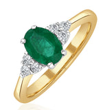 Emerald 0.75ct And Diamond 18k Gold Ring  N4300