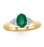 Emerald 0.75ct And Diamond 18k Gold Ring  N4300