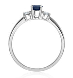 Sapphire 6 X 4mm And Diamond 18k White Gold Ring