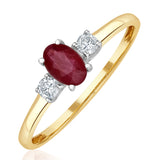 Ruby 6 X 4mm And Diamond 18k Gold Ring  N4313