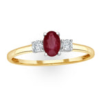 Ruby 6 X 4mm And Diamond 18k Gold Ring  N4313