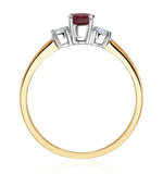 Ruby 6 X 4mm And Diamond 18k Gold Ring  N4313