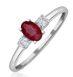 Ruby 6 X 4mm And Diamond 18k White Gold Ring  N4313y