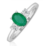 Emerald 0.75ct And Diamond 18k White Gold Ring  N4316y