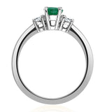 Emerald 0.75ct And Diamond 18k White Gold Ring  N4316y