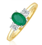 Emerald 0.75ct And Diamond 18k Gold Ring