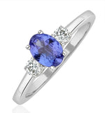 Tanzanite 7 X 5mm And Diamond 18k White Gold Ring  N4317y