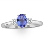 Tanzanite 7 X 5mm And Diamond 18k White Gold Ring  N4317y