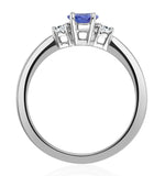 Tanzanite 7 X 5mm And Diamond 18k White Gold Ring  N4317y