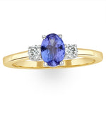 Tanzanite 7 X 5mm And Diamond 18k Gold Ring  N4317