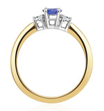 Tanzanite 7 X 5mm And Diamond 18k Gold Ring  N4317