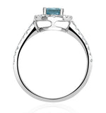Halo Aquamarine 0.50ct And Diamond 18k White Gold Ring