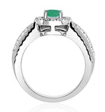 Halo  Emerald 0.50ct And Diamond 18k White Gold Ring