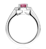 Halo 18k White Gold Diamond And Pink Sapphire Ring 0.36ct