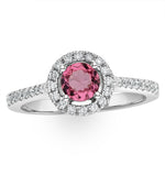 Pink Tourmaline 0.50ct And Diamond Halo 18k Gold Ring Ut39
