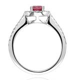 Pink Tourmaline 0.50ct And Diamond Halo 18k Gold Ring Ut39