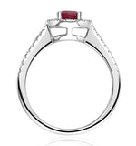 Halo Ruby 0.65ct And Diamond 18k White Gold Ring