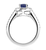 Halo Sapphire 0.75ct And Diamond 0.36ct 18k White Gold Ring