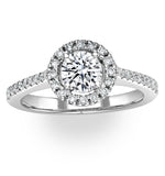 Ella Halo Diamond Engagement Ring 0.86ct H/si1 Quality 18k White Gold