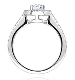 Ella Halo Diamond Engagement Ring 0.86ct H/si1 Quality 18k White Gold