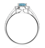 Aquamarine 0.70ct And Diamond 18k White Gold Ring