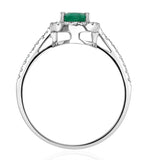 Emerald 0.70ct And Diamond 18k White Gold Ring